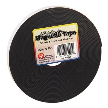 HYGLOSS PRODUCTS Hygloss Products HYG61425-3 0.5 x 25 in. Magnetic Tape Self Adhesive - 3 Roll HYG61425-3